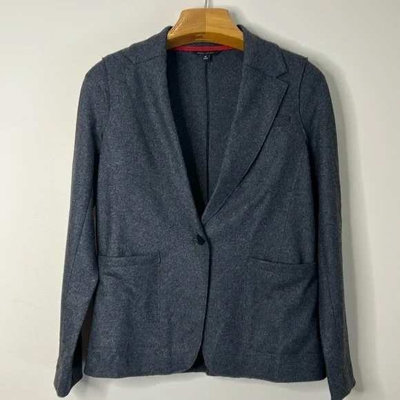 Banana Republic Grey Wool Blend Single Button Stretch Blazer SZ 10. - Picture 1 of 8